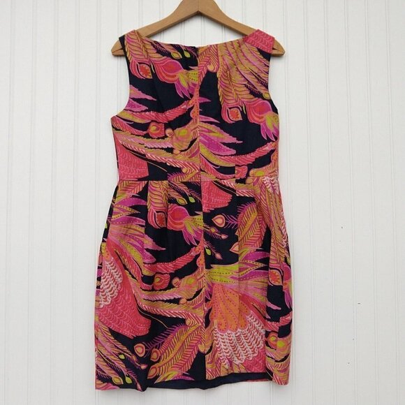 Nanette Lepore Exotic Plume Mini Dress Size 6 Floral Silk Linen Blend Pockets - Picture 9 of 10